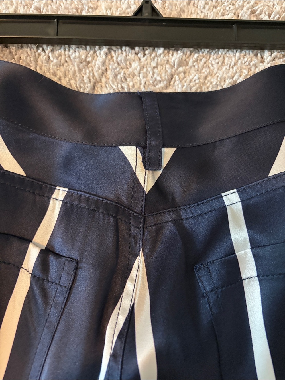 Fleur du Mal Navy and White Vertical Stripe Cropped Wide-Leg Pants - Picture 7 of 8